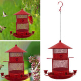 Maxbell Iron Bird Feeder Lawn Yard Double Layer Hanging Birdfeeder Weather Resistant Red