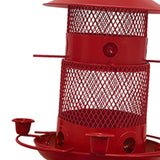 Maxbell Iron Bird Feeder Lawn Yard Double Layer Hanging Birdfeeder Weather Resistant Red
