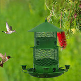 Maxbell Iron Bird Feeder Lawn Yard Double Layer Hanging Birdfeeder Weather Resistant Green