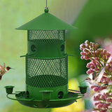Maxbell Iron Bird Feeder Lawn Yard Double Layer Hanging Birdfeeder Weather Resistant Green