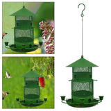 Maxbell Iron Bird Feeder Lawn Yard Double Layer Hanging Birdfeeder Weather Resistant Green