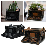 Maxbell Typewriter Figurine Flower Planter Table Ornament for Small Plants Versatile Black