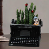 Maxbell Typewriter Figurine Flower Planter Table Ornament for Small Plants Versatile Black