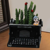 Maxbell Typewriter Figurine Flower Planter Table Ornament for Small Plants Versatile Black