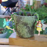 Maxbell 2 Pieces Fairy Flower Pot Huggers Potted Pendant Miniature Fairies Figurines