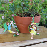 Maxbell 2 Pieces Fairy Flower Pot Huggers Potted Pendant Miniature Fairies Figurines