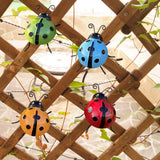 Maxbell 4Pcs Garden Ladybug Wall Ornaments Wall Sculptures for Backyard Garden Fence