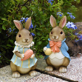 Maxbell Rabbit Couple Garden Statues Figurines Christmas Yard Bunny Resin Sculptures