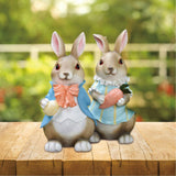 Maxbell Rabbit Couple Garden Statues Figurines Christmas Yard Bunny Resin Sculptures