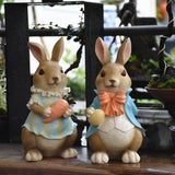 Maxbell Rabbit Couple Garden Statues Figurines Christmas Yard Bunny Resin Sculptures