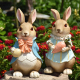 Maxbell Rabbit Couple Garden Statues Figurines Christmas Yard Bunny Resin Sculptures