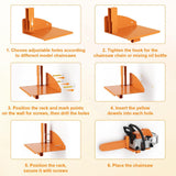 Maxbell Wall Mounted Chain Saw Holder Rack Sturdy for Shed Outdoors Adjustable Holes