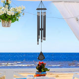Maxbell 37 inch Memorial Wind Chime Simple Hanging Decor for Backyard Garden Outside Brown