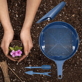 Maxbell 4x Bonsai Soil Sieve Garden Hand Tools Easy to Grasp Plants Sand Filter Tool Dark Blue