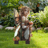 Maxbell 2D Flat Fairy Scene Garden Stake Flower Pot Stake for Backyard Fence Outside