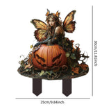 Maxbell 2D Garden Stake Decorative Pumpkin and Fairy Versatile for Patio Lawn Spring