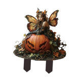 Maxbell 2D Garden Stake Decorative Pumpkin and Fairy Versatile for Patio Lawn Spring