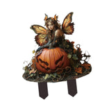 Maxbell 2D Garden Stake Decorative Pumpkin and Fairy Versatile for Patio Lawn Spring