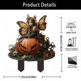 Maxbell 2D Garden Stake Decorative Pumpkin and Fairy Versatile for Patio Lawn Spring