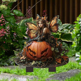 Maxbell 2D Garden Stake Decorative Pumpkin and Fairy Versatile for Patio Lawn Spring
