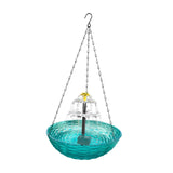 Maxbell Solar Bird Bath Large Solar Powered for Courtyard Garden Hook Patio Blue