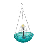 Maxbell Solar Bird Bath Large Solar Powered for Courtyard Garden Hook Patio Blue