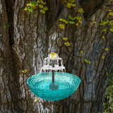 Maxbell Solar Bird Bath Large Solar Powered for Courtyard Garden Hook Patio Blue