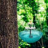 Maxbell Solar Bird Bath Large Solar Powered for Courtyard Garden Hook Patio Blue