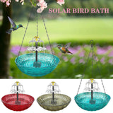 Maxbell Solar Bird Bath Large Solar Powered for Courtyard Garden Hook Patio Blue