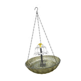 Maxbell Solar Bird Bath Large Solar Powered for Courtyard Garden Hook Patio Brown
