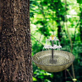 Maxbell Solar Bird Bath Large Solar Powered for Courtyard Garden Hook Patio Brown