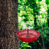 Maxbell Solar Bird Bath Large Solar Powered for Courtyard Garden Hook Patio Red