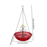 Maxbell Solar Bird Bath Large Solar Powered for Courtyard Garden Hook Patio Red