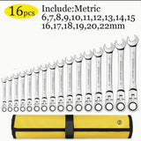 Maxbell Ratcheting Combination Wrench Set 16x Spanner for Plumbing Installation Bike