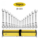 Maxbell Ratcheting Combination Wrench Set 16x Spanner for Plumbing Installation Bike
