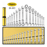Maxbell Ratcheting Combination Wrench Set 16x Spanner for Plumbing Installation Bike