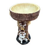 Maxbell Garden Bird Bath Bowl Raccoon Statue Figurine Resin Feeder for Balcony Porch