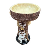 Maxbell Garden Bird Bath Bowl Raccoon Statue Figurine Resin Feeder for Balcony Porch