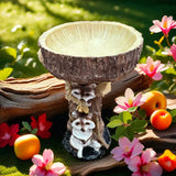 Maxbell Garden Bird Bath Bowl Raccoon Statue Figurine Resin Feeder for Balcony Porch