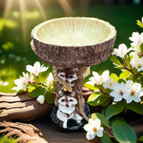 Maxbell Garden Bird Bath Bowl Raccoon Statue Figurine Resin Feeder for Balcony Porch
