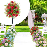 Maxbell Artificial Rose Flower with Ground Spikes Fake Plant for Yard Farmhouse Party Red