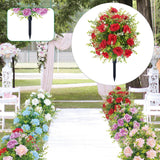 Maxbell Artificial Rose Flower with Ground Spikes Fake Plant for Yard Farmhouse Party Red