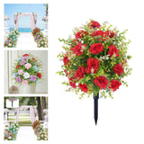 Maxbell Artificial Rose Flower with Ground Spikes Fake Plant for Yard Farmhouse Party Red