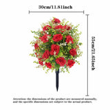 Maxbell Artificial Rose Flower with Ground Spikes Fake Plant for Yard Farmhouse Party Red