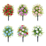 Maxbell Artificial Rose Flower with Ground Spikes Fake Plant for Yard Farmhouse Party Red