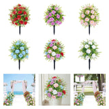 Maxbell Artificial Rose Flower with Ground Spikes Fake Plant for Yard Farmhouse Party Red