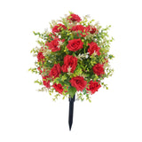 Maxbell Artificial Rose Flower with Ground Spikes Fake Plant for Yard Farmhouse Party Red
