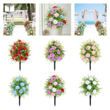 Maxbell Artificial Rose Flower with Ground Spikes Fake Plant for Yard Farmhouse Party Red