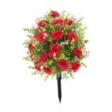 Maxbell Artificial Rose Flower with Ground Spikes Fake Plant for Yard Farmhouse Party Red