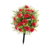 Maxbell Artificial Rose Flower with Ground Spikes Fake Plant for Yard Farmhouse Party Red